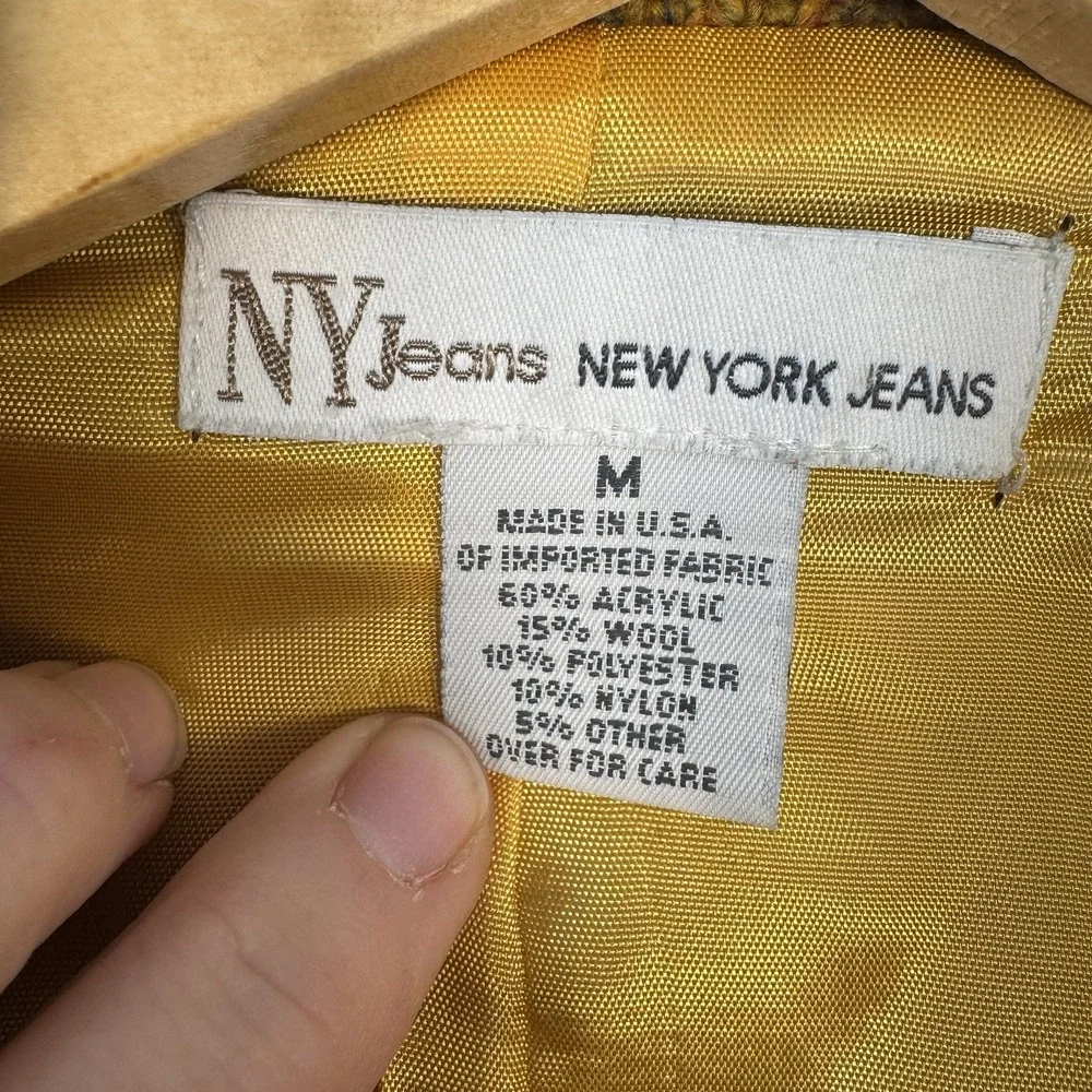 Vintage NY Jeans Tweed Blazer Jacket Women's Sz M (fits M‎ To L) Zip Up